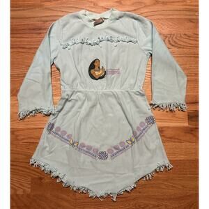 Vintage 90's Disney Pocahontas Nightgown PJS Pajama Dress Girls size 8 Blue
